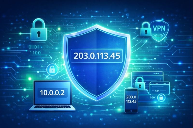 Digital security concept showing IP address protection